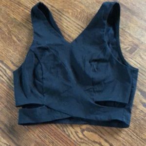 Black crop top with side cutouts